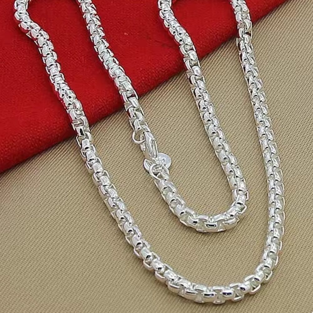 New 18 Inch Round Box Silver Chain - Picture 7 of 9